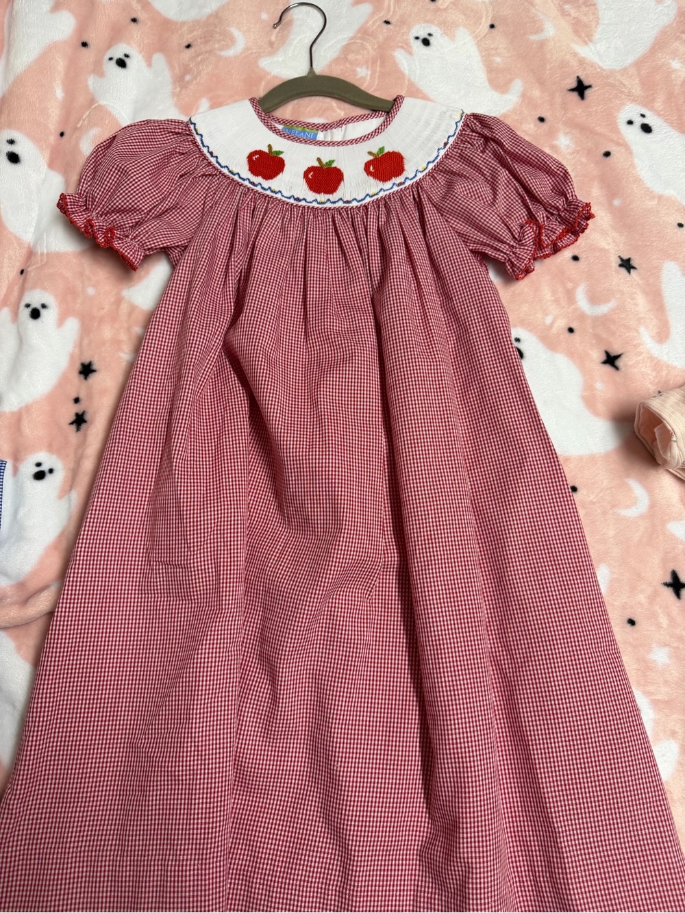 Girls' Red Gingham Apple Smocked Nightgown - Kids Pajamas